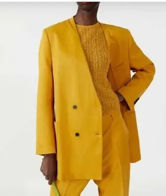 Zara Mustard Yellow Double Breasted Buttoned Blazer Jacket Suit  Xs/s • $23.99