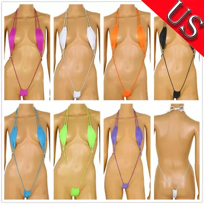 US Women's Micro Thongs G-Strings Bikini Swimsuits Sling Shot Monokini Swimwear • $6.43