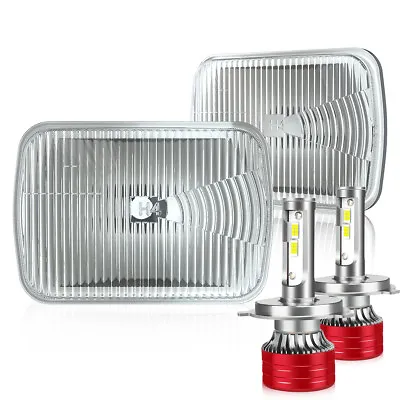 For 1979 80 Plymouth Volare 7  Square Sealed Beam Glass Headlights H4 Bulb H6054 • $122.45