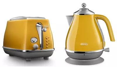 Delonghi CTOC2003Y KBOC2001Y Icona Capitals 2 Toaster + Kettle - New York Yellow • $297