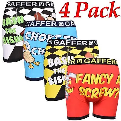 Mens Designer Novelty Boxers 4 Pack Cotton Trunks Boxer Shorts Adults Underwear • £7.99