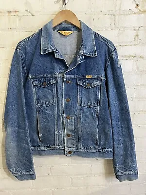 Vintage 70s Rustler Trucker Jacket Large Distressed Grunge Workwear Vtg Thrashed • $67.50