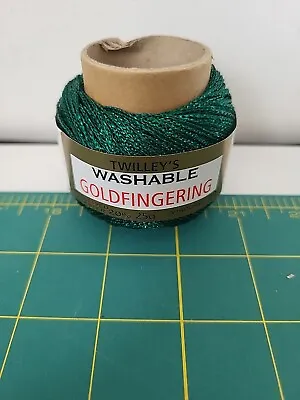 £3.25 • Buy Twilleys Washable Goldfingering 25g Green Metallic Crochet Yarn Shade 51