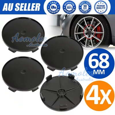 4x 68mm Car Wheel Center Caps Central Hub Blank Centre Hubcaps Universal Black • $7.45