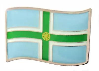 £6.25 • Buy Derbyshire County Wavy Flag Pin Badge - LAST FEW