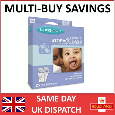 Lansinoh Breastmilk Storage Bags (25) - Fast Shipping - Great Price • £6.98