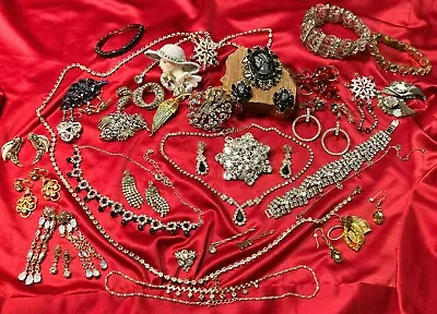 Vintage Jewelry Lot 50+ Pieces Clip Earrings Brooches Necklace Starting @$.99 NR • $38