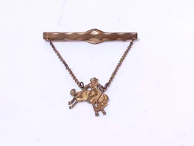 Vintage Brass / Copper Bucking Cowboy Horse Tie Clip Chain - Anson  • $14.99