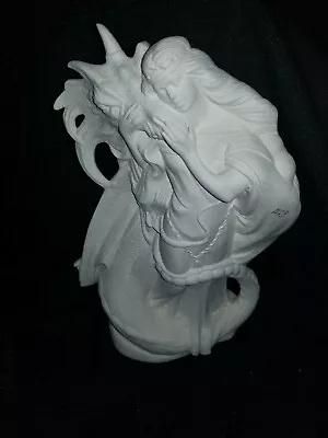 Large Maiden Petting Dragon Ready To Paint Unpainted Ceramic Bisque  • $51