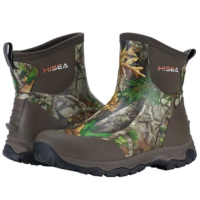 HISEA Men Rain&Snow Boots Ankle Neoprene Waterproof Fishing Hunting Mud WorkBoot • $60.99