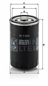 MANN FILTER W 719/5 Oil Filter ForAUDIBARKASDODGEFORDFORD USAGARGELNSUP • $12.28