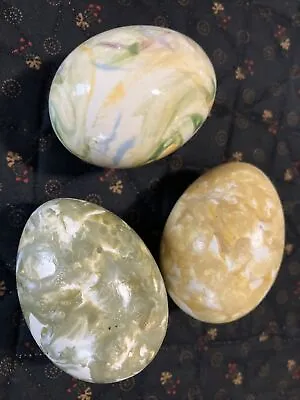 Ceramic Easter Eggs Vintage Hand Painted Lot Of Three • $12