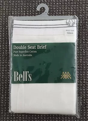 🔶️VINTAGE OZ BELL'S DOUBLE SEAT BRIEFS WHITE SIZE 100cm (22) M1788 UNDERWEAR  • $49.99