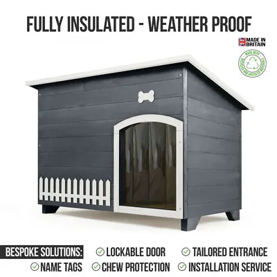 Outdoor Dog Kennel / House Winter Weather Proof Insulated - XL Silver Copse 001 • £299.99