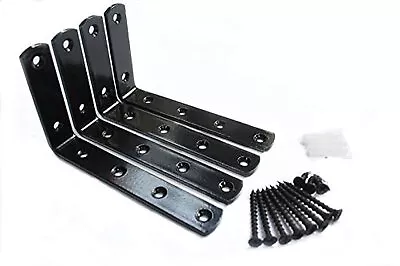 MHMYDZ 4 Pcs Black Steel Heavy Duty L  Corner Brace Joint Angle Bracket Shelf... • $9.40