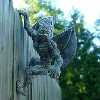 Home Wall Art Hanging Resin Gargoyle Garden Adornment Ornaments Outdoor Decor UK • £10.88