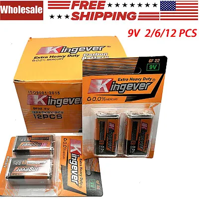 9V Carbon Batteries 6F 22 9 Volt Battery Value Lot 2 6 12 FAST SHIPPING • $16.95