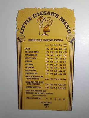 Vintage 1970s Little Caesars Pizza Menu Cardboard Sign Huge Rare Original 1972🍕 • $575