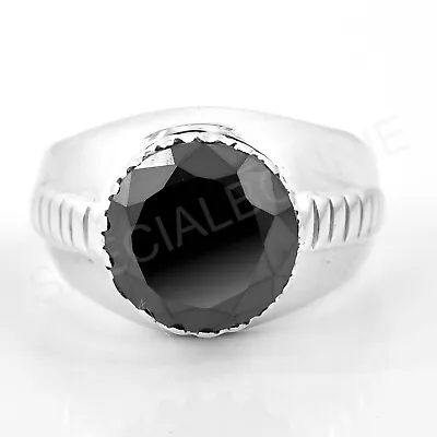 Classy 5.00 Ct Certified Black Diamond 925 Silver Men's Ring Great Luster ! • £145.97