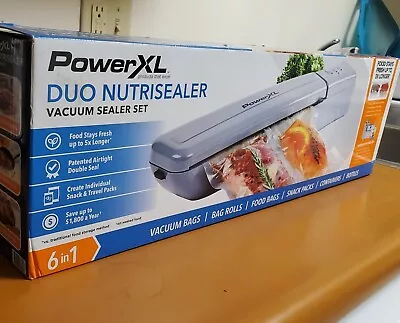 PowerXL Duo NutriSealer Vacuum Sealer Set (With Starter Accessories) Gray New  • $40