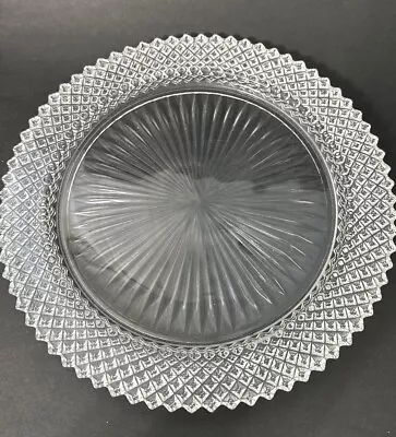 2 MISS AMERICA Clear Depression Glass Dinner Plates 10.25” Diamond Pt. Set Of 2 • $20.46