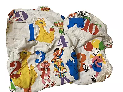 Vtg Sesame Street Twin Sheet Flannel Bedding Set • $50