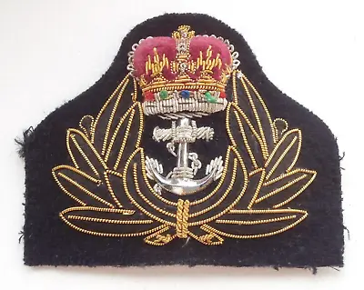 British Royal Navy Rn Padre Chaplain Officers Padded Bullion Cap Badge • £9.99