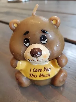 Vintage Russ Berrie 1983 I Love You This Much Bear Candle • $10