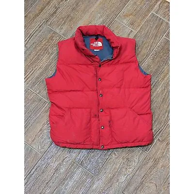 VINTAGE North Face Vest Mens L Red Puffer Down Outdoors USA • $46.89