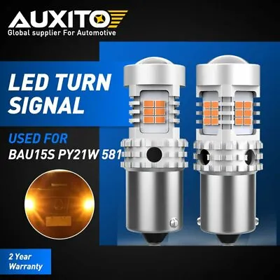 £17.99 • Buy Auxito 581 Bau15s Py21w Ry10w Led Turn Signal Indicator Light Bulb Canbus Amber