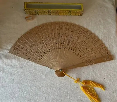 $27.50 • Buy New Vintage Sandalwood Scented Wooden Crafted Folding Hand Fans 1960's