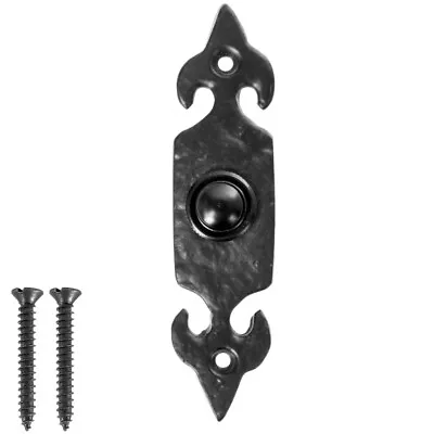 £8 • Buy DOOR BELL PUSH BUTTON + SCREWS QUALITY ANTIQUE BLACK FDL Fleur De Lys Old Style