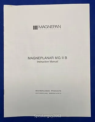 Original Magneplanar MG-II B Speaker Instruction Manual • $14.95