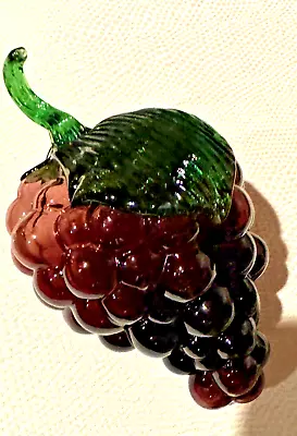 Vintage Grapes Cluster- Purple Fruit. Murano Style Art Glass. Kitchen Decor  • $12.69