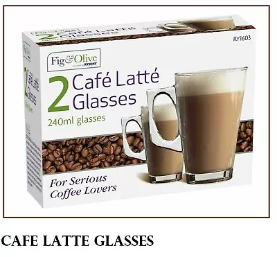 Cafe Latte Glasses 240ml Cups Mugs Tea Coffee Cappuccino Glass(Set Of 2-4-6) • £11.96