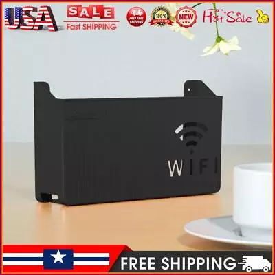 Wall Mount Wireless Wifi Router Shelf Storage Box For Living Room (Black) • £8.67