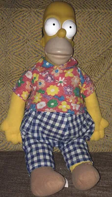 The Simpsons Homer Doll Hawaiian Shirt Plush Figure Vivid 1998 • £12.99