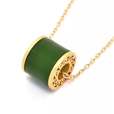 Green Jade Pendant Gift Jewelry Necklace Men Carved Gemstone Silver • £9.13