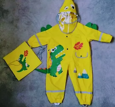 Boys *DInosaur* Puddle Suit/ Waterproof Age 1-2years. Comes With A Storage Bag. • £9.99