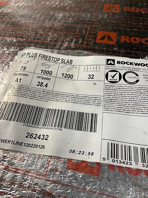 Rockwool FIRESTOP Insulation 75mm Thick (SP PLUS SLAB) X 4 Slabs Free PP • £299