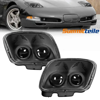 Pair Black Housing Dual Projector Headlights For 1997-2004 Chevy Corvette C5 • $220.79