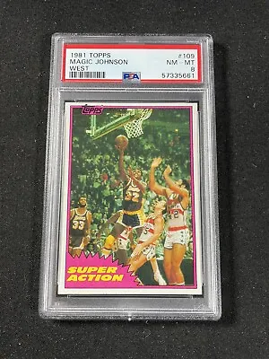 1981 Topps Basketball West #109 Magic Johnson Los Angeles Lakers HOF PSA 8 • $54.99