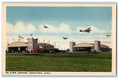 C1940's Airplane Flying Acre Airport Edmonton Alberta Canada Vintage Postcard • $29.95