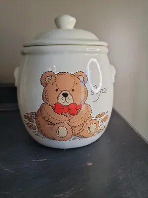 Vintage Treasure Craft I'm Stuffed Brown Teddy Bear Cream Cookie Jar • $10.99