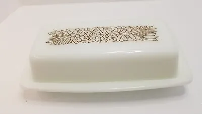 Vintage PYREX Milk Glass Butter Dish Woodland Design #72-8 Flowers Floral • $21.99