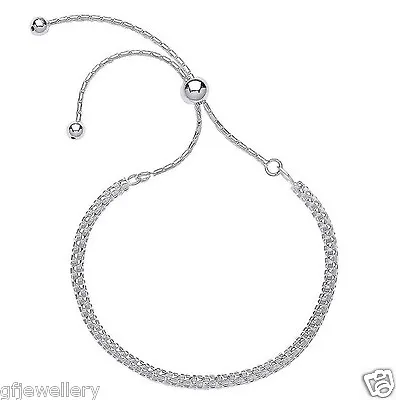 925 Hallmarked Italian Silver Fancy Link Adjustable Friendship Bracelet  • £28.40