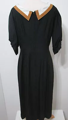 Vintage 1940's GEORGIA WELLS Black Point Collar Classic Dress • $160