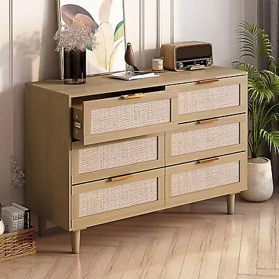 6 Drawers Rattan Dresser Rattan Drawer  Bedroom Living Room • $218.65