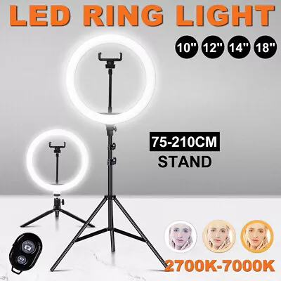 10 /12''/14 /18  LED Ring Light Dimmable Phone Tripod Makeup Live Lamp Stand Set • $23.49