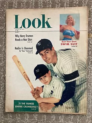 VINTAGE April 26 1949 Look MAGAZINE Joe DiMaggio & Son • $9